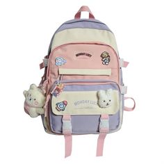 KIDS BACKPACK MATERIAL:Lovely And Cute Kids Backpacks Are Made OF High Quality Materials Lightweight And Durable Perfect For Children Going Out For Kindergarten, Hiking, Travel, And Daycare Center., Durable And Breathable, With Cute Accessories, Both Functional And Practical Aesthetic Design is a Well-Deserved Choice For Girls' Backpacks. PINK CUTE BACKPACK SIZE: 31*12*42CM,toddler backpack for girls this bag is very suitable for holding loose items such as books, mobile phones, stationery, clothes, etc.Adopt soft adjustable double shoulder straps to well reduce the press on your shoulder, for comfortable to wear. Suitable age: over 8 years old [kawaii backpacks for school ACCESSORIES INCLUDES]:1 bear pendant and 4 cards ,The cute backpack is stylish enough, suitable for students, girls, l College Backpack Women, Black Bookbag, Aesthetic Kids, Black Kawaii, Kawaii Rabbit, Laptop Backpack Women, Kawaii Backpack, Fashion Kawaii, Trendy Backpacks