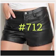 High-Rise Black Faux Leather Shorts With A Button And Zipper Closure In The Front, Functional Side And Back Pockets, Belt Loop And A Slight Stretch Around The Waist. * 60% Polyurethane, 40% Viscose * 11" Rise, 2" Inseam, 14" Waist * Size: Small / Medium (Fit Short Size:25-26) * Color: Black * Material: Faux Leather * Made In P.R.C * New Without Tag (No Flaw/ Never Worn) * #712 N Black Faux Leather Bottoms With Button Closure, Trendy Leather Shorts For Fall, Black Leather Bottoms With Button Closure, Trendy Leather Shorts For Spring, Trendy Fall Shorts With Button Closure, Trendy Shorts For Night Out In Fall, Trendy Fall Shorts For Night Out, Trendy Short Leather Bottoms, Casual High Waist Leather Shorts