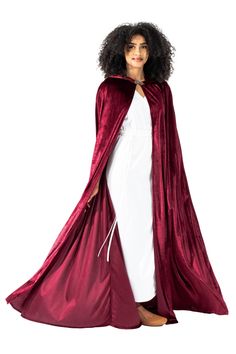 This full length Maroon Adult Cloak is perfect for a variety of dress up occasions; wear to any Halloween Party, Cosplay, Role Playing, Gothic, Steampunk, Renaissance, Medieval Events or a Masquerade Ball! Made from crushed maroon velvet, measuring from 60.5" from neckline to hem Fully lined hood and ornate metal fastening clasp Machine washable and made for repeat use Breathable, Silky Soft, 100% Polyester Fabrics Dress Ups & Accessories Sold Separately Fantasy Cosplay Costume For Costume Party In Fall, Fantasy Cosplay Costume For Fall, Fantasy Costumes For Costume Party In Fall, Gothic Costumes For Fantasy Events In Fall, Fantasy Cosplay Costume For Fall Events, Fitted Vampire Costume For Winter, Vampire Costume For Halloween Themed Events, Medieval Costumes For Halloween Cosplay, Vampire Costume For Halloween Fantasy Events