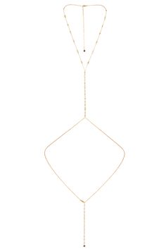 Blissful Crystal Body Chain in Gold Gold-tone Chain Jewelry For Party, Gold Pearl Body Chain For Gift, Gold Pearl Chain Body Chain As Gift, Dainty Gold Body Chain For Party, Dainty Adjustable Gold Body Chain, Gold-tone Lariat Chain Jewelry, Adjustable Gold Dainty Body Chain, Adjustable Delicate Gold Body Chain, Elegant Double Chain Adjustable Body Chain