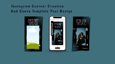 the instagram content creation and camera template post design is displayed in three different colors