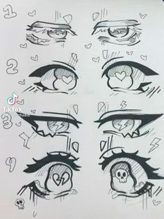 Art Sketchbook Step By Step, Kawaii Drawing Reference, Eyes Art Styles, Cool Doodle Art, Eyes Closed Drawing, Different Eyes, Eye Drawings, Character Actions, Cute Eyes Drawing