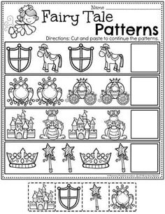 the worksheet for fairy tale patterns, with pictures and instructions to make it