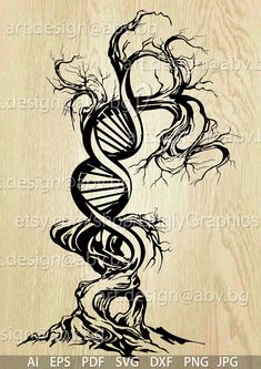 a drawing of a tree with a spiral design on it