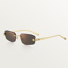 Panthère de Cartier Sunglasses Golden Mirror, Cartier Sunglasses, Cartier Panthere, Gray Lenses, Mirror Effect, Luxury Sunglasses, Grey Lenses, Eyewear Sunglasses, Cartier