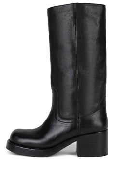 Mid-calf heeled boot Fits true to size Measurements taken from a size 7 2.5" Heel, 0.75"Platform Leather Upper, Leather / Fabric Lining, Synthetic Sole