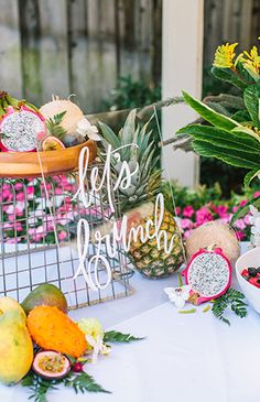 two pictures of different fruits and vegetables on a table with the words life's beautiful