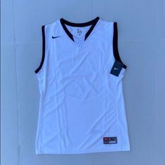 Nike Men's Team Enferno Basketball Jersey Sleeveless Tank Shirt Dri-Fit Sleeveless Jersey With Contrast Arm Bandand Neck Band Flatback Mesh Fabrication Withopen Holed Mesh Back Panel For Enhanced Breathability Sleeveless Color: White And Black White Cotton Sports Vest, White Casual Sleeveless Vest, Nike Sporty Sleeveless Vest, Nike Sleeveless Sports Vest, Nike Sporty Sleeveless Tops, Nike Black Sleeveless Top, Nike Casual Sleeveless Vest, Casual Nike Sleeveless Vest, Sporty Sleeveless Nike Top