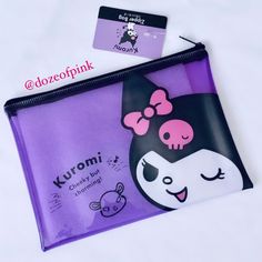 Sanrio Kuromi And Baku Purple Pvc Zip Pouch With A Different Design On Each Side. Great As A Wallet, Pen/ Pencil Case, Face Mask Case, Cosmetic Bag, Etc. Measures Approximately 7.87 X 5.70” Cute Purple Zipper Pouch Bag, Cute Purple Bag With Zipper Pouch, Kuromi And Baku, Purple Pvc, Sanrio Bags, Sanrio Bag, Sanrio Kuromi, Zipped Bag, Pen Pencil