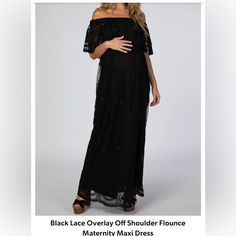 Brand New Black Lace Overlay Off Shoulder Flounce Maternity Maxi Dress. Order For Baby Shower Was To Small Didn’t Return On Time Selling For Less Then What I Paid Off Shoulder Maternity Dress, Chiffon Maternity Dress, Fitted Maternity Dress, Pink Blush Maternity Dress, Off The Shoulder Maxi Dress, Tie Waist Maxi Dress, Yellow Maxi Dress, Maternity Maxi Dress, Maternity Maxi