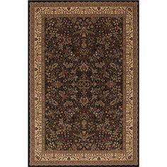 a brown and beige rug with an ornate design