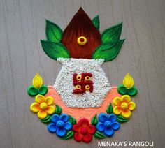 this is an image of a flower pot made out of rice and paper mache