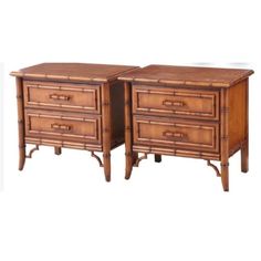 pair of bamboo nightstands with drawers on each side