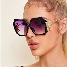 Beautiful Fashion Sunglasses Casual Evening Sunglasses With Uva Protection, Trendy Evening Sunglasses For Summer, Trendy Evening Sunglasses For Spring, Summer Party Sunglasses With Gradient Lenses, Gradient Lenses Sunglasses For Spring Evening, Purple Glass Sunglasses For Spring, Spring Evening Sunglasses With Gradient Lenses, Casual Square Frame Evening Sunglasses, Casual Purple Glass Sunglasses