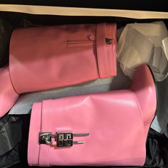 Brand New And Laminated Bottom Done At The Shoe Maker Pink Shark Boots, Luxury Pink Calf Leather Heels, Designer Pink Calf Leather Heels, Designer Pink Leather Boots, Luxury Pink Pointed Toe Boots, Pink Leather Evening Boots, Luxury Pink Boots For Formal Occasions, Givenchy Shark Boots, Shark Boots