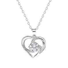 925 Sterling Silver Necklace designed as a heart with bright zircon stone at center. Silver Necklace Designs, Heart Center, Heart Shaped Necklace, Pendant For Women, Necklace Silver, Stone Necklace, Necklace Pendant