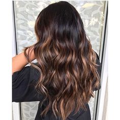 Rich Brunette with shiny sunkisses. Balayage Dark Brown Hair With Caramel Highlights, Dark Brunette Balayage Hair, Dark Brunette Balayage, Brown Hair With Caramel Highlights, Brunette Ombre, Brown Ombre Hair