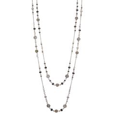 PRICES MAY VARY. Stylish Design: This intricately detailed black chain necklace is skillfully strung with sparkling crystals and lustrous pearls, adorned with silver metal flower accents, blending elegance, vintage charm, and sophistication Excellent quality: This beaded necklace necklace is made of crystals, pearls and high quality alloy. Each bead is carefully selected for superior quality and luster. The silver chain is precision crafted and durable for long-lasting wear Easy to Pair: Owning Elegant Silver Pearl Necklace With Black Beads, Elegant Double Strand Necklace With Black Beads, Elegant Black Beaded Chain Necklace, Elegant Metal Necklace With Black Beads, Black Chain Necklace, Black Beaded Necklace, Flower Costume, Long Silver Necklace, Long Necklaces