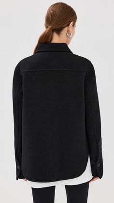 Find JIL SANDER Doubleface Jacket on Editorialist. Fabric: Heavyweight felted wool. Collared neck. Long sleeves with button cuffs. Button placket. Patch breast and hip pockets. Shell: 100% virgin wool. Dry clean. Made in Italy. Measurements: Measurements from size 34 Length: 26.5in / 67.0cm, from shoulder Wool Coat With Buttons And Long Sleeves, Wool Coat With Buttons, Long Wool Coat With Buttons, Chic Wool Pea Coat With Button Cuffs, Winter Cashmere Outerwear With Buttons, Black Cashmere Wool Coat For Fall, Fall Cashmere Wool Coat With Concealed Placket, Fall Button-up Wool Coat, Chic Cashmere Outerwear With Button Closure