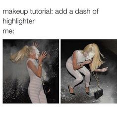 two pictures of a woman in white with makeup and hair blowing out the wind while another photo is being taken