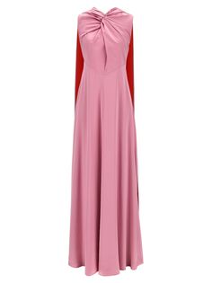 Long 'Amanita' silk dress with cape and contrast lining. Sleeveless model with knot detail on the chest. Composition: 100% silk Dress With Cape, Cape Dress, Pink Maxi Dress, Dresses Uk, Long Maxi Dress, Silk Dress, Pink Dress, Clothes For Sale, Dress To Impress