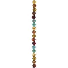 a long multicolored beaded necklace on a white background