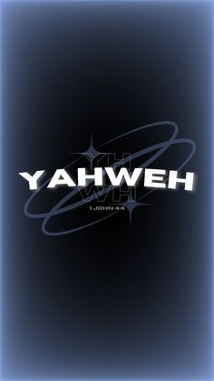 the yahweh logo is shown on a black background with blue and white lines