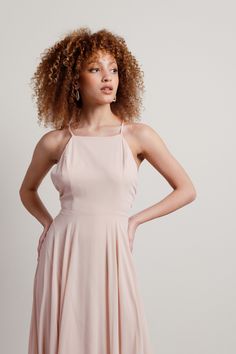 We're here for all of your maxi dress needs. From casual to classy, flirty to formal, low cut to high neck & so much more! Shop now & get 50% off your 1st order! Elegant Pink Halter Dress With Spaghetti Straps, Fitted Maxi Length Halter Dress For Bridesmaids, Chic Halter Neck Maxi Dress For Wedding Guest, Fitted Maxi Length Halter Bridesmaid Dress, Fitted Maxi-length Halter Bridesmaid Dress, Chic Halter Neck Maxi Dress With Crisscross Straps, Elegant Summer Maxi Dress With Crisscross Straps, Evening Maxi Dress With Tie And Cross Back, Chic Pink Maxi Dress With Adjustable Straps