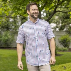 This soft & stretchy seersucker style button down is so light it could take flight off your back at any moment, and is so bold you can hear it screeching from a mile away. The pattern features majestic bald eagles swooping in between the distressed red, white & blue seersucker stripes. { "@context": "https://schema.org/", "@type": "Product", "name": "{{ product.title | escape }}", "image": "https://www.rsvlts.com/cdn/shop/files/rsvlts-short-sleeve-shirt-america-s-got-talon-stretch-seersucker-sho Summer Seersucker Shirt With Short Sleeves, Summer Seersucker Short Sleeve Shirt, Casual Seersucker Shirt For Spring, Casual Seersucker Shirt With Relaxed Fit, Seersucker Short Sleeve Tops For Summer, Summer Seersucker Shirt With Relaxed Fit, Casual Seersucker Tops With Relaxed Fit, Summer Relaxed Fit Seersucker Shirt, Relaxed Fit Seersucker Top With Short Sleeves