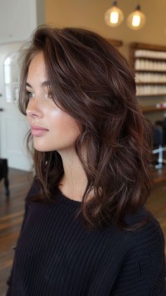 25 Dark Brown Hair Color Ideas for Timeless Beauty Highlights Grown Out, Rich Brown Hair Color For Pale Skin, Brown Hair For Pale Skin, Teddy Bear Brunette Hair, Hair Color 2024 Trends Women, Short Black Hair Wig, Hair Color Mahogany, Mahogany Hair, Hair Elegant