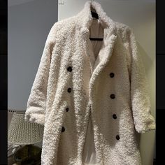 In Great Condition And Only Worn Once (Because Too Small For Me). Really Cute For The Spring And Fall. White Fur Coat For Work, White Long-sleeved Fur Coat For Work, White Long Sleeve Fur Coat For Work, Cream Long Sleeve Casual Fur Coat, Casual Long Sleeve Cream Fur Coat, White Blank, Blank Nyc, Spring And Fall, Color White