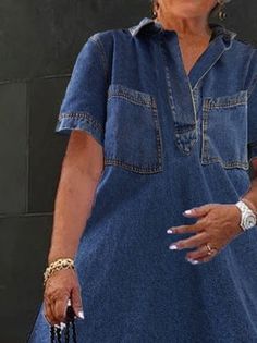 Denim Dress For Older Women, Denim Dress Style, Short Sleeve Denim Dress, Dressing Well, Womens Denim Dress, Denim Midi Dress, Denim Dresses, Womens Denim, Minimalist Wardrobe