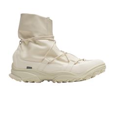 Find ADIDAS Type 0-3 High 'off on Editorialist. Co-authored by OAMC and adidas, the Type 0-3 High pushes the boundaries of footwear design by drawing inspiration from mountaineering gear in the 90s. This monochromatic Off White version—produced in November 2019—features a leather upper rigged out in dynamic lacing, a grained mudguard and gusseted tongue. The sneaker holds an Adiprene-cushioned EVA midsole and tactical rubber outsole taken from the GSG 9.2 boot. Mountaineering Gear, Footwear Design, Mountaineering, The 90s, In November, Boundaries, Me Too Shoes, Designer Shoes, Combat Boots