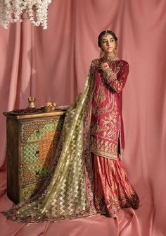 Designer Salwar kameez | Designer Punjab Suits | Pakistani Salwar Kameez Dupatta Style, Pakistani Wedding Dress, Organza Sleeves, Beautiful Pakistani Dresses, Luxury Wear, Pakistani Wedding Dresses, Suit Fabric, Silk Dupatta, Pakistani Bridal