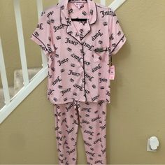 This Set Is New And Comes From A Smoke Free Home Pink Fitted Loungewear Set, Fitted Pink Sleepwear For Sleepover, Black Y2k, Soft Robes, Soft Pajamas, Casual Rompers, Sleepwear Sets, Loungewear Shorts, Soft Shorts