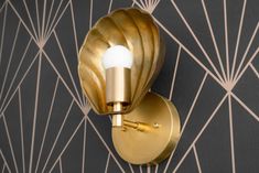 Art Deco Scallop Shade Wall Light Deco Sconce Sea Shell Light Deco Brass Light Brass Sconces Raw Brass Model No. 8270 - Etsy