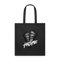 Promotional canvas tote bag | Brand: Spreadshirt | Made from 100% cotton canvas Casual Black Bags With Graphic Design, Black Bags With Graphic Print For Streetwear, Black Graphic Print Bags For Streetwear, Black Graphic Print Bag For Streetwear, Black Cotton Bags With Logo Print, Trendy Black Bags With Logo Print, Black Rectangular Canvas Bag With Graphic Print, Black Canvas Shopping Bag With Logo, Graphic Print Tote Bag For Streetwear