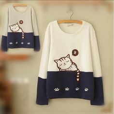 Style Kawaii, Cat Fashion, Japanese Embroidery, Kawaii Cat, Cat Clothes, Kawaii Clothes, Cute Kawaii, Kawaii Fashion, Cat Tshirt