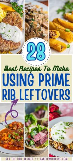 Collage pin featuring 6 images of leftover prime rib recipes with text title divider. Primerib Leftovers, Prime Rib Leftover, Prime Rib Pasta, Chili Burritos, Prime Rib Recipes, Prime Rib Soup, Holiday Prime Rib, Tacos Breakfast, Smoked Prime Rib Roast