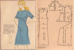 an image of a woman's dress pattern with measurements on the front and side