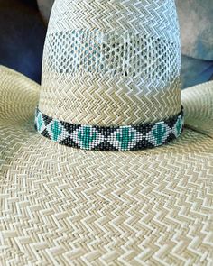 "3/4\" wide All bead work is beaded with 10lb extreme braided nylon line. All hat bands are finished at 23\" with glued than sewed down leather ends and an adjustable leather tie." Western Braided Hat Band With Flat Brim, Adjustable Braided Western Hat, Braided Western Hat Bands, Western Style Braided Hat Bands For Flat Brim, Adjustable Braided Hat For Rodeo, Western Style Adjustable Braided Hat, Braided Western Hat Bands For Rodeo, Western Braided Hat Band For Ranch, Western Braided Hat Bands For Rodeo