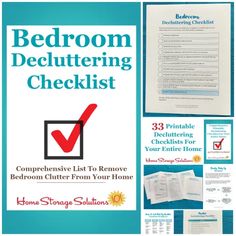 the bed room decluttering checklist is shown