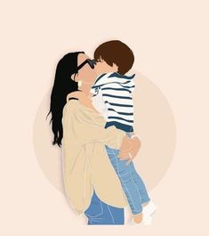 Mother And Son Aesthetic Faceless, Baby Books Diy, Cartoon Mom, Baby Posters