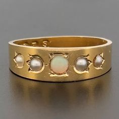 Antique 18ct Yellow Gold Opal & Pearl Cluster Ring Size M Hallmarked | eBay Pearl Cluster Ring, Single Pearl, Lucky Stone, Pearl Cluster, Natural Opal, Fine Jewellery, Cluster Ring, True Beauty, Hallmark