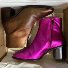 Brand New And In The Original Box. Pink Ankle-high Heels For Fall, Pink Block Heel Shoes For Fall, Pink Block Heel For Fall, Pink Block Heel Heels For Fall, Pink Ankle Boots For Summer, Pink Square Toe Boots For Fall, Summer Pink Ankle Boots, Pink Ankle Boot Heels For Fall, Chic Pink Summer Boots