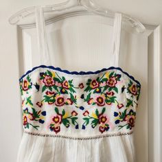 **Nwt** Beautiful Akemi + Kin Embroidered Tank Size 10 Fitted Floral Print Embroidered Top For Summer, Fitted Floral Embroidered Top For Summer, Sleeveless Floral Embroidered Top For Summer, White Embroidered Top With Floral Print For Summer, White Embroidered Floral Top For Summer, Summer Embroidered Top With Floral Print, Multicolor Embroidered Floral Print Top For Summer, Multicolor Embroidered Floral Top For Summer, Fitted Summer Top With Embroidered Hem