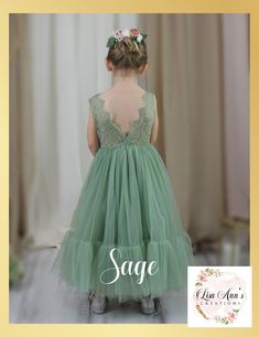 Sage Flower Girl Dress, Matching Bridesmaids Dresses, Elegant Wedding Themes, Floral Embroidery Dress, Mermaid Style Dress, Sage Green Dress, Green Tulle, Sage Dress, Toddler Flower Girl Dresses