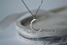 Medium Silver Crescent Moon Necklace - Etsy Crescent Moon Necklace Silver, Crescent Moon Necklace, Moon Necklace, Crescent Moon, Pendant Necklaces, Crescent, Geometry, Necklace Etsy, Ukraine