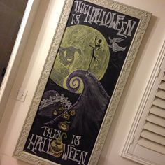 this is an image of a poster on the wall in front of a door that says, this halloween is true to us it's halloween