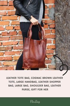 Leather Tote Bag, Cognac Brown Leather Tote, Large Handbag, Leather Shopper Bag, Large Bag, Shoulder Bag, Leather Purse, Gift For Her Brown Smooth Grain Hobo Bag For On-the-go, Cognac Shoulder Bag With Leather Backing For Daily Use, Daily Use Cognac Shoulder Bag With Textured Leather, Brown Shoulder Bag With Smooth Grain For Everyday Use, Daily Use Cognac Shoulder Bag With Leather Backing, Brown Vegetable Tanned Leather Shoulder Bag For Shopping, Brown Smooth Grain Hobo Bag For Shopping, Brown Smooth Grain Shoulder Bag For Everyday Use, Cognac Soft Leather Satchel For Shopping